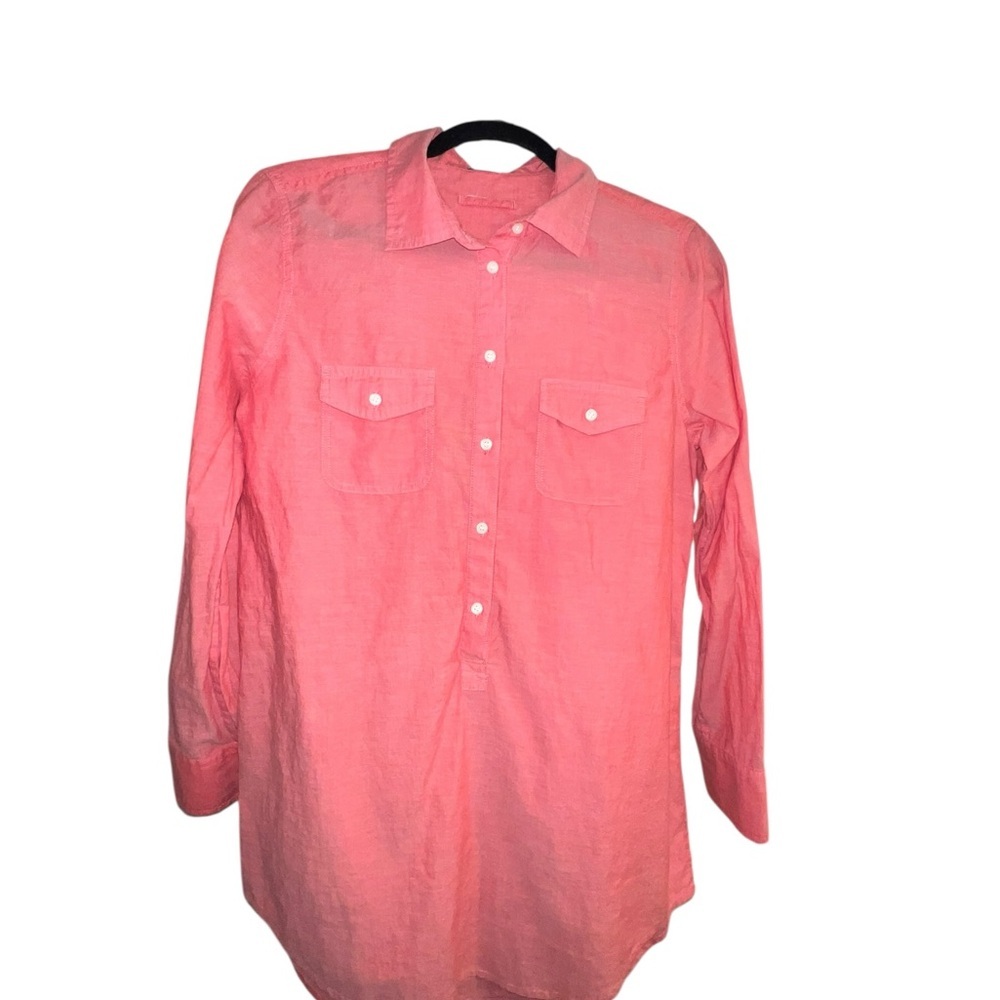 J. Crew Chambray Pop Over Tunic With Roll Tab Long Sleeve Size S